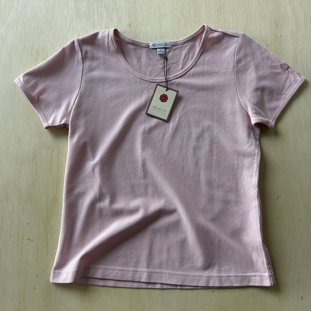 Red House Shirt Womens Large Pink Silk Blend Scoop Neck Short Sleeve Top